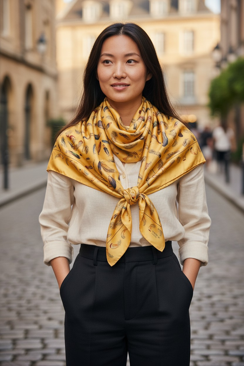 Hermès 'Plumes'' Silk Scarf/ Schal/ Echarpe 90 cm