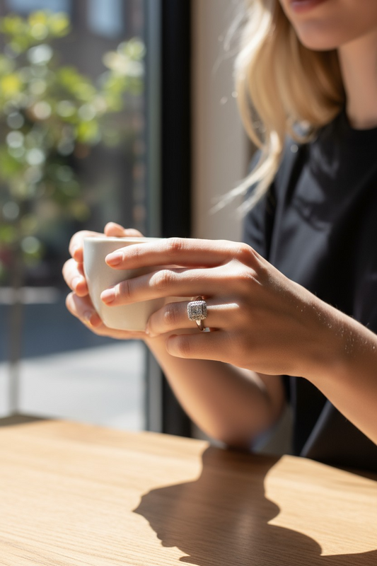 18 k White Gold Ring set  with Diamonds NEW