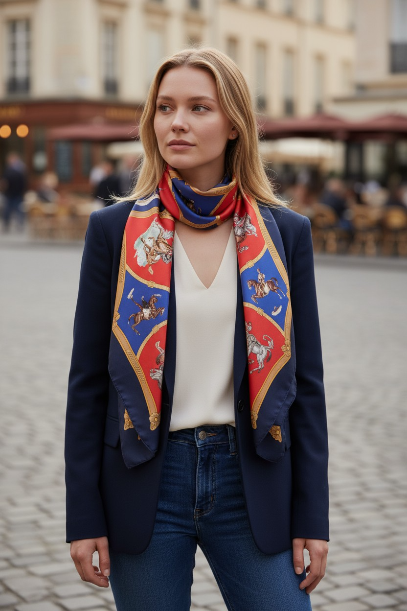 Hermès 'Le général' Silk Scarf/ Schal/ Echarpe 90 cm