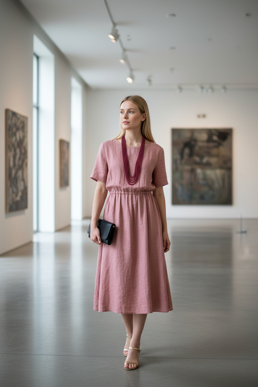 Multi-row Necklace of ruby beads NEW
