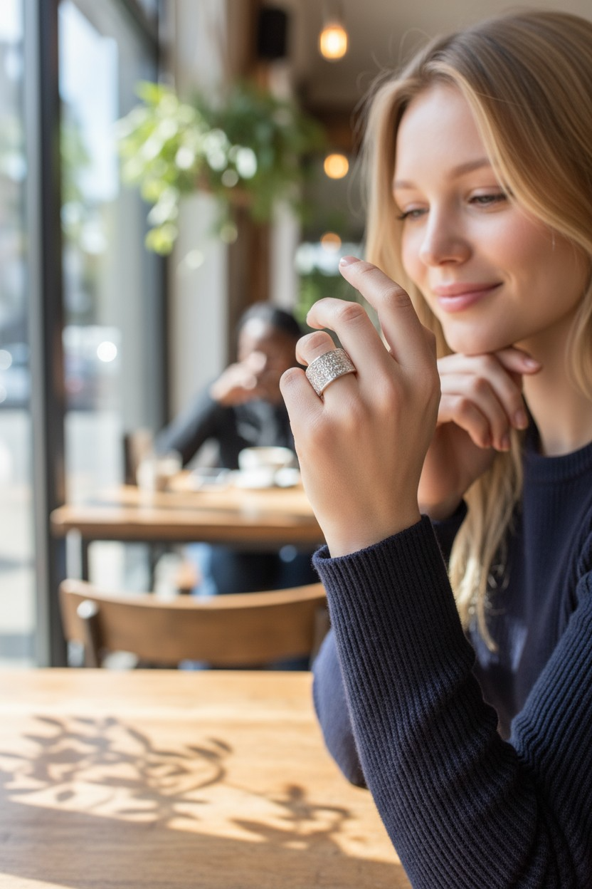 18k White Gold Ring Paved with Diamonds 2.5 k