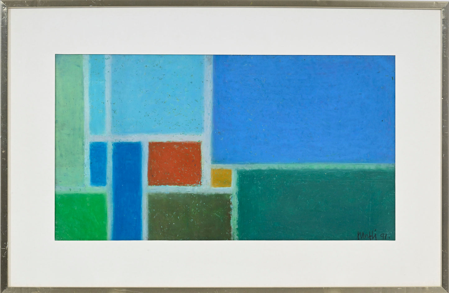 Walter Mafli (1915–2017), Painting 1991, oil pastel on paper, signed and dated