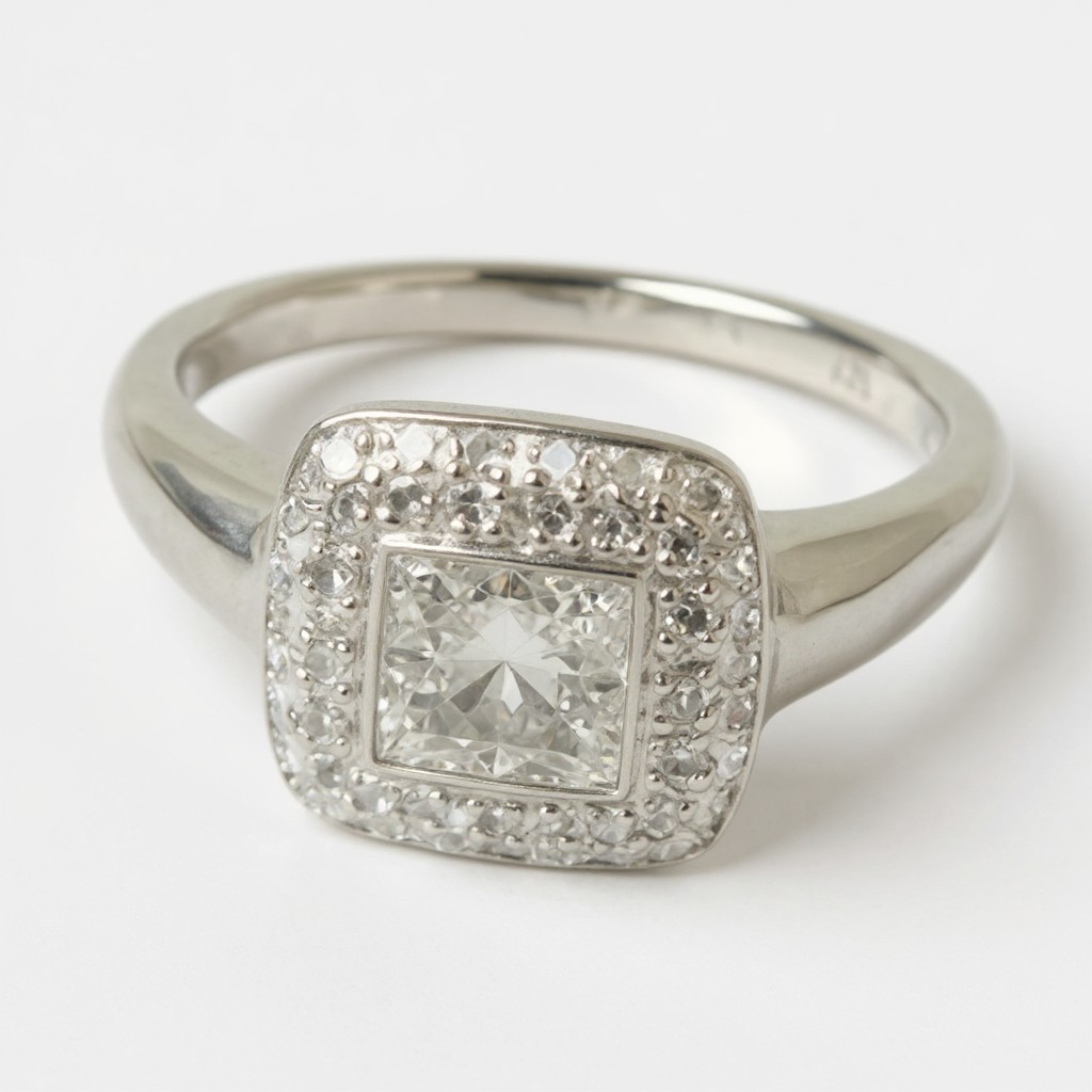 18 k White Gold Ring set  with Diamonds NEW