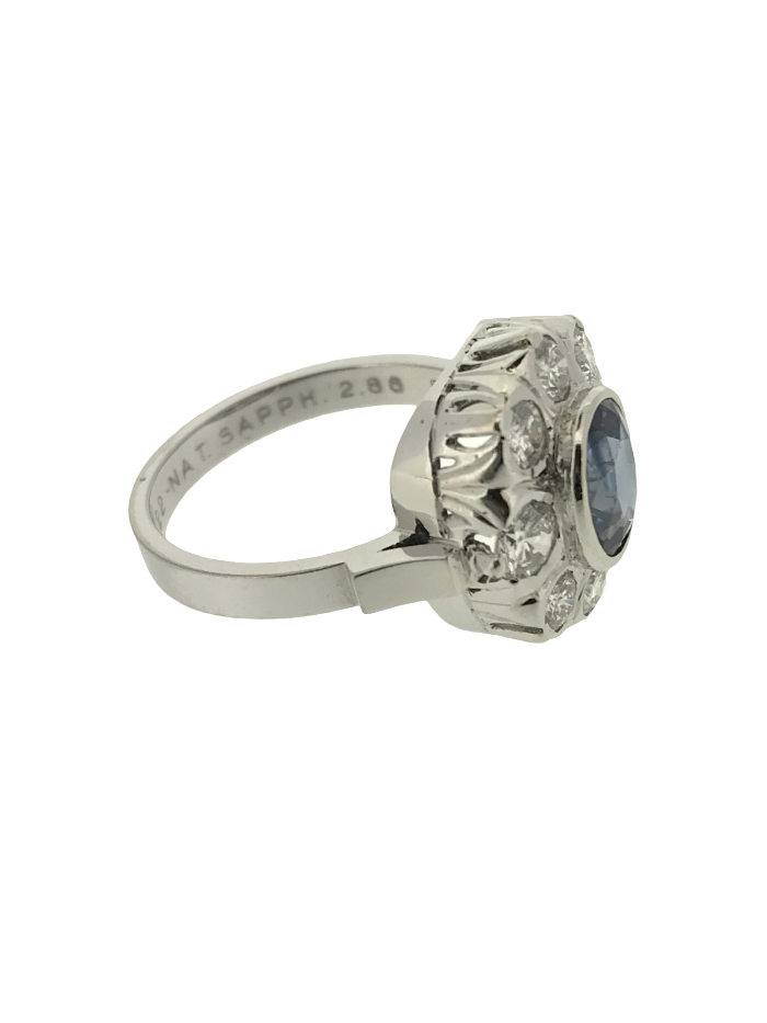 Important Sapphire & Diamonds 18k White Gold Ring