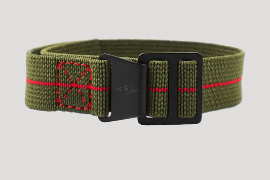 Paratrooper PVD Strap / Bracelet / Band Khaki Green and Red (18, 21 & 24 mm) NEW