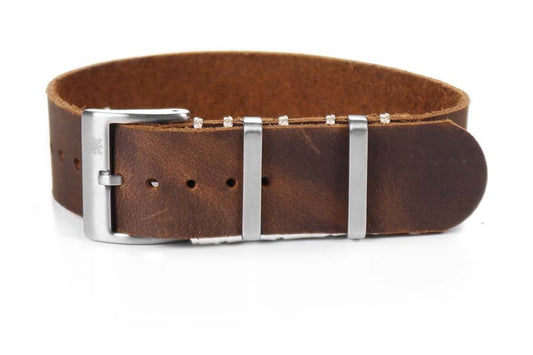 Single Pass Leather Strap / Bracelet / Band Rugged Oiled Brown 18mm New