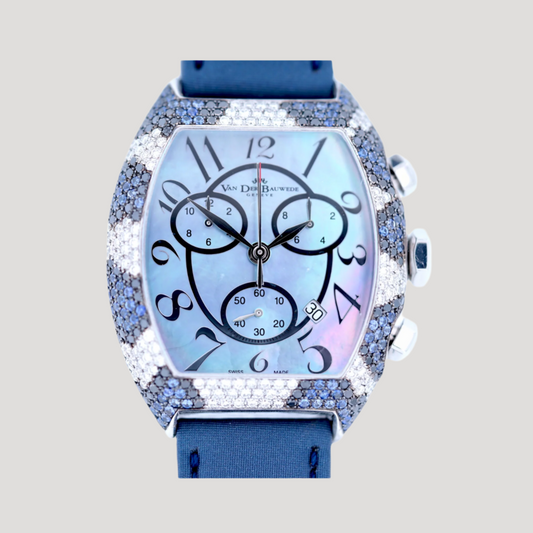 Van Der Bauwede Magnum Chronograph Saphirs &amp; White and Black Diamonds
